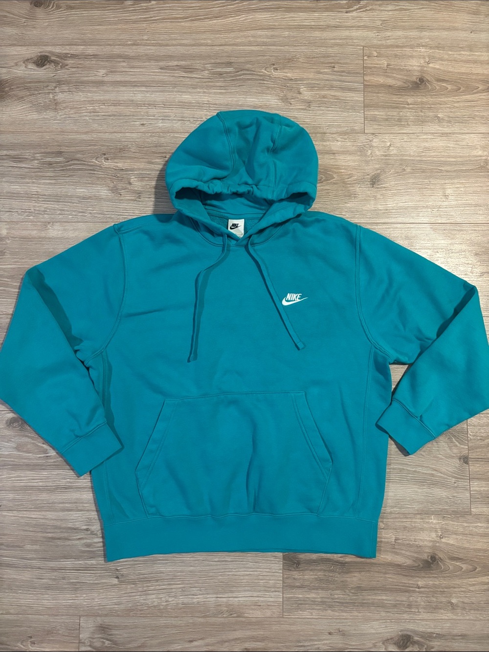 Nike Teal Blue Hooded Pullover Sweatshirt - Men's Classic Logo